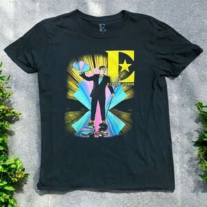 Elton John Official Merch Farewell Tour 2019 Black T-Shirt Unisex Size Large